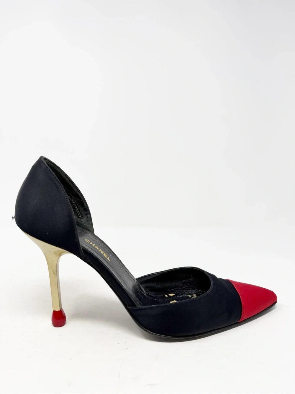 Chanel Allumette Matchstick D’Orsay Pumps Satin Heels Womens Size EU 40.5
